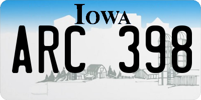 IA license plate ARC398