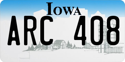 IA license plate ARC408