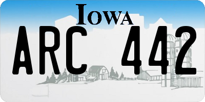 IA license plate ARC442