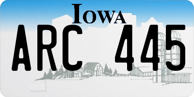 IA license plate ARC445