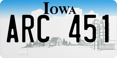 IA license plate ARC451