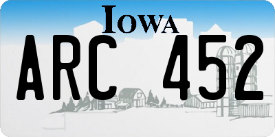IA license plate ARC452