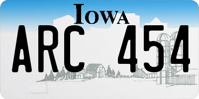 IA license plate ARC454