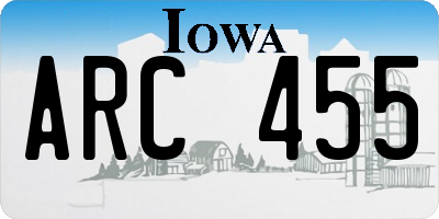 IA license plate ARC455