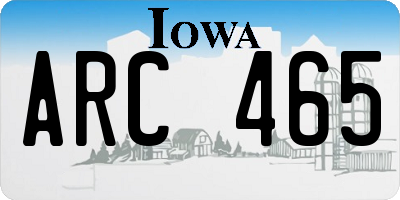 IA license plate ARC465