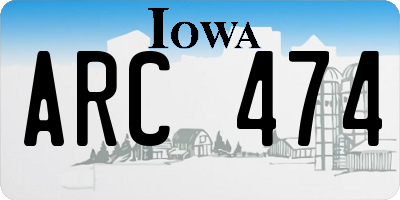 IA license plate ARC474