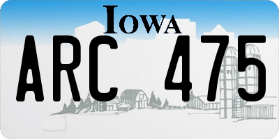 IA license plate ARC475