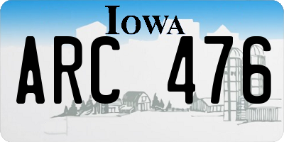 IA license plate ARC476