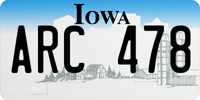 IA license plate ARC478