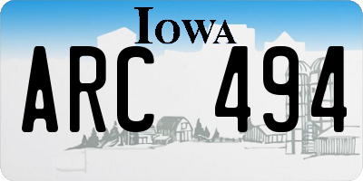 IA license plate ARC494