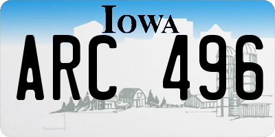IA license plate ARC496