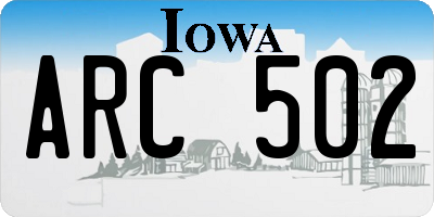IA license plate ARC502