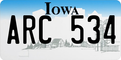 IA license plate ARC534