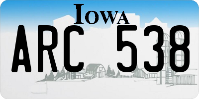 IA license plate ARC538