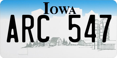 IA license plate ARC547