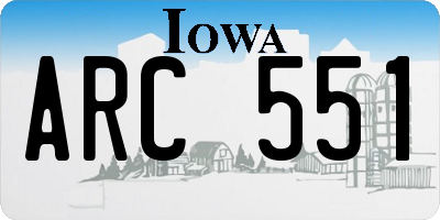 IA license plate ARC551