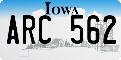 IA license plate ARC562