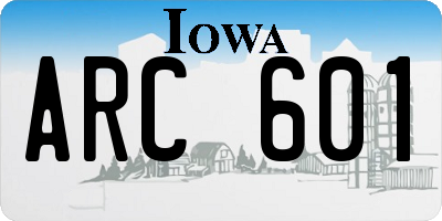 IA license plate ARC601