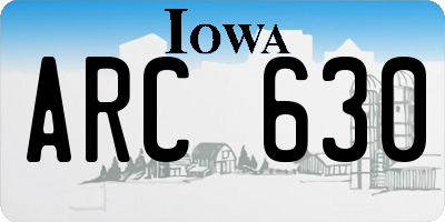 IA license plate ARC630