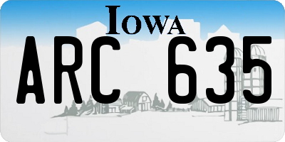 IA license plate ARC635