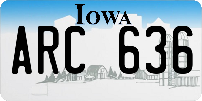 IA license plate ARC636