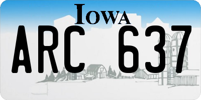 IA license plate ARC637