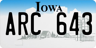 IA license plate ARC643