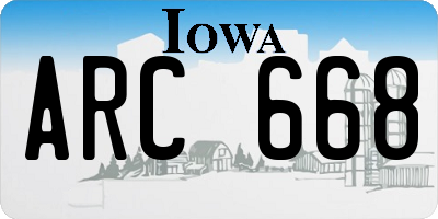 IA license plate ARC668