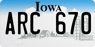 IA license plate ARC670