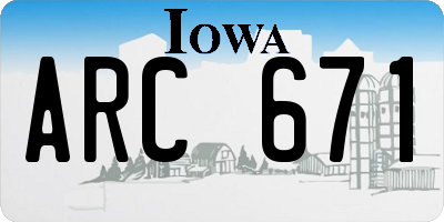 IA license plate ARC671