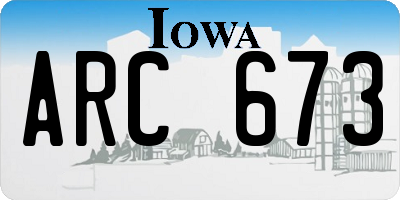 IA license plate ARC673