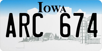 IA license plate ARC674