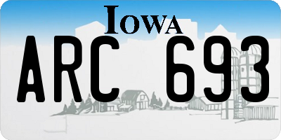 IA license plate ARC693