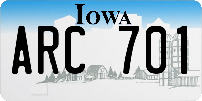 IA license plate ARC701