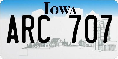IA license plate ARC707