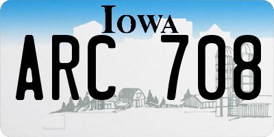 IA license plate ARC708