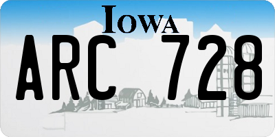 IA license plate ARC728