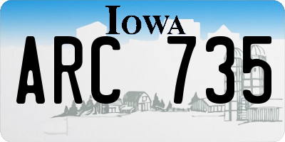IA license plate ARC735