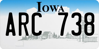 IA license plate ARC738