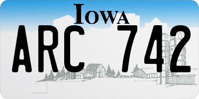 IA license plate ARC742