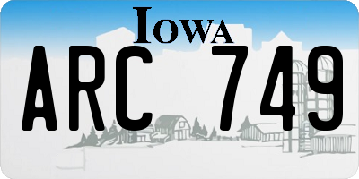 IA license plate ARC749