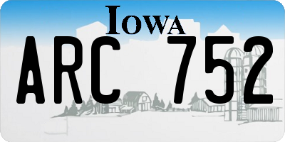 IA license plate ARC752