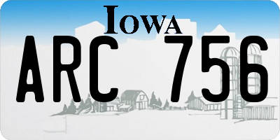 IA license plate ARC756