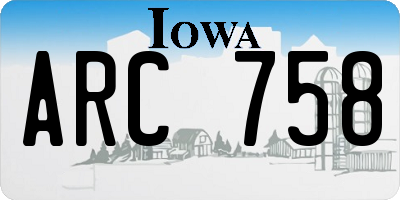 IA license plate ARC758