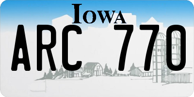 IA license plate ARC770