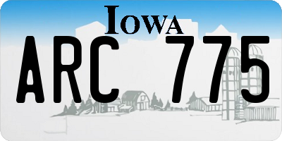 IA license plate ARC775