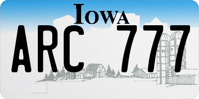 IA license plate ARC777