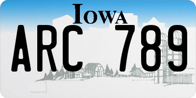 IA license plate ARC789