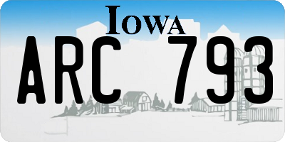 IA license plate ARC793