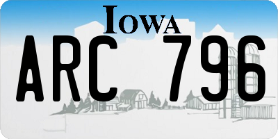 IA license plate ARC796